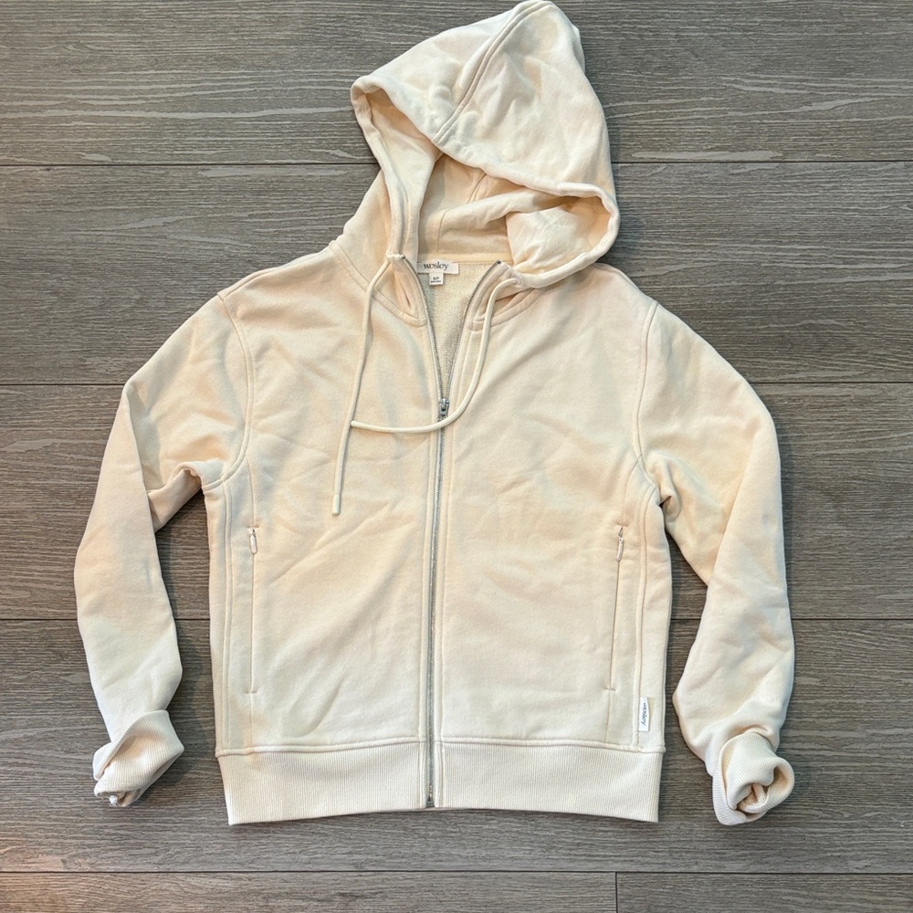Wesley Cream Zip-Up Hoodie Small